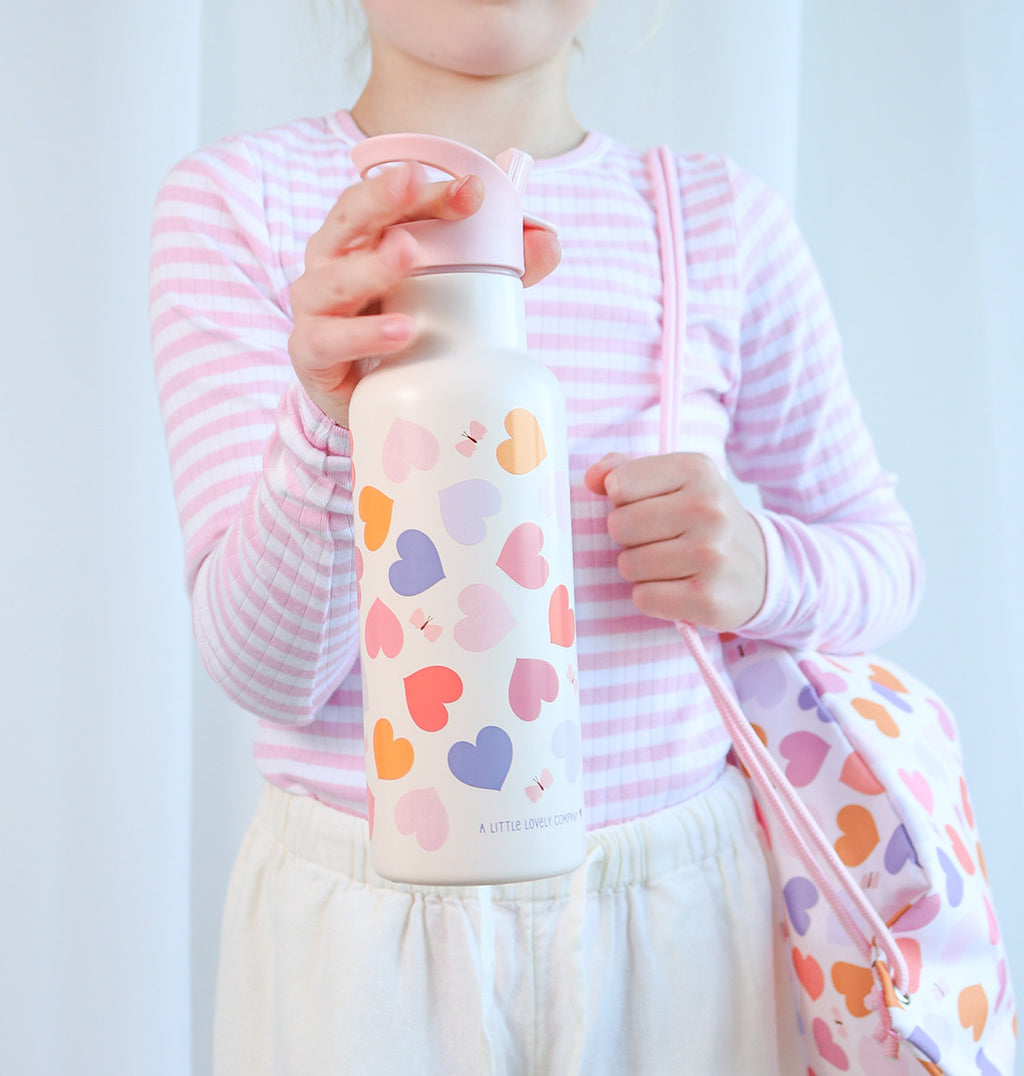 XL Stainless steel drink bottle: Hearts