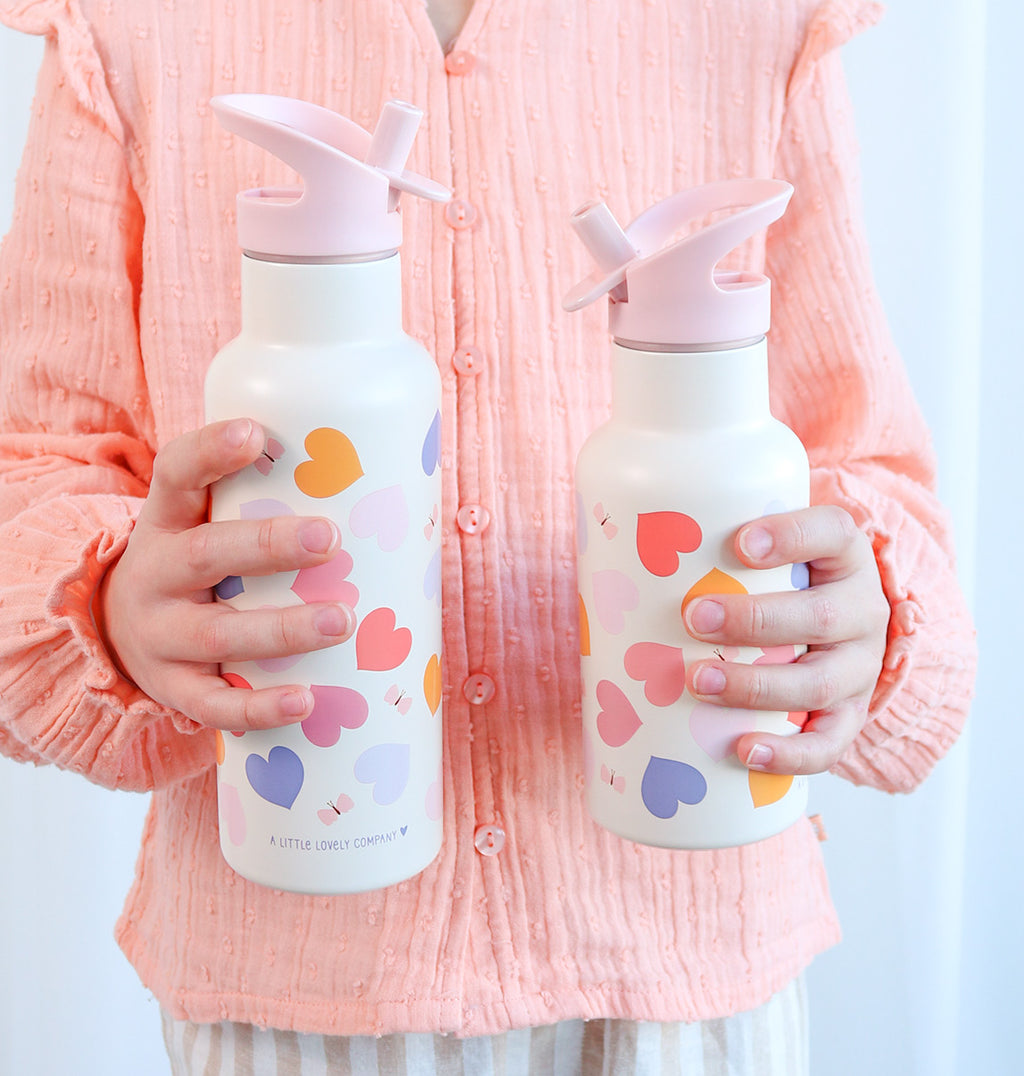 XL Stainless steel drink bottle: Hearts