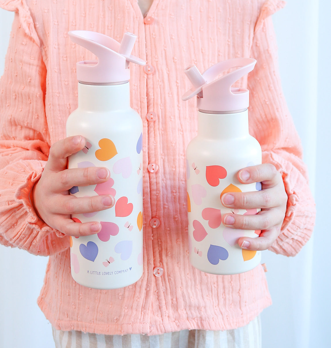 XL Stainless steel drink bottle: Hearts