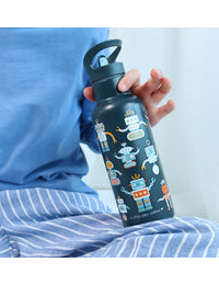 XL Stainless steel drink bottle: Robots