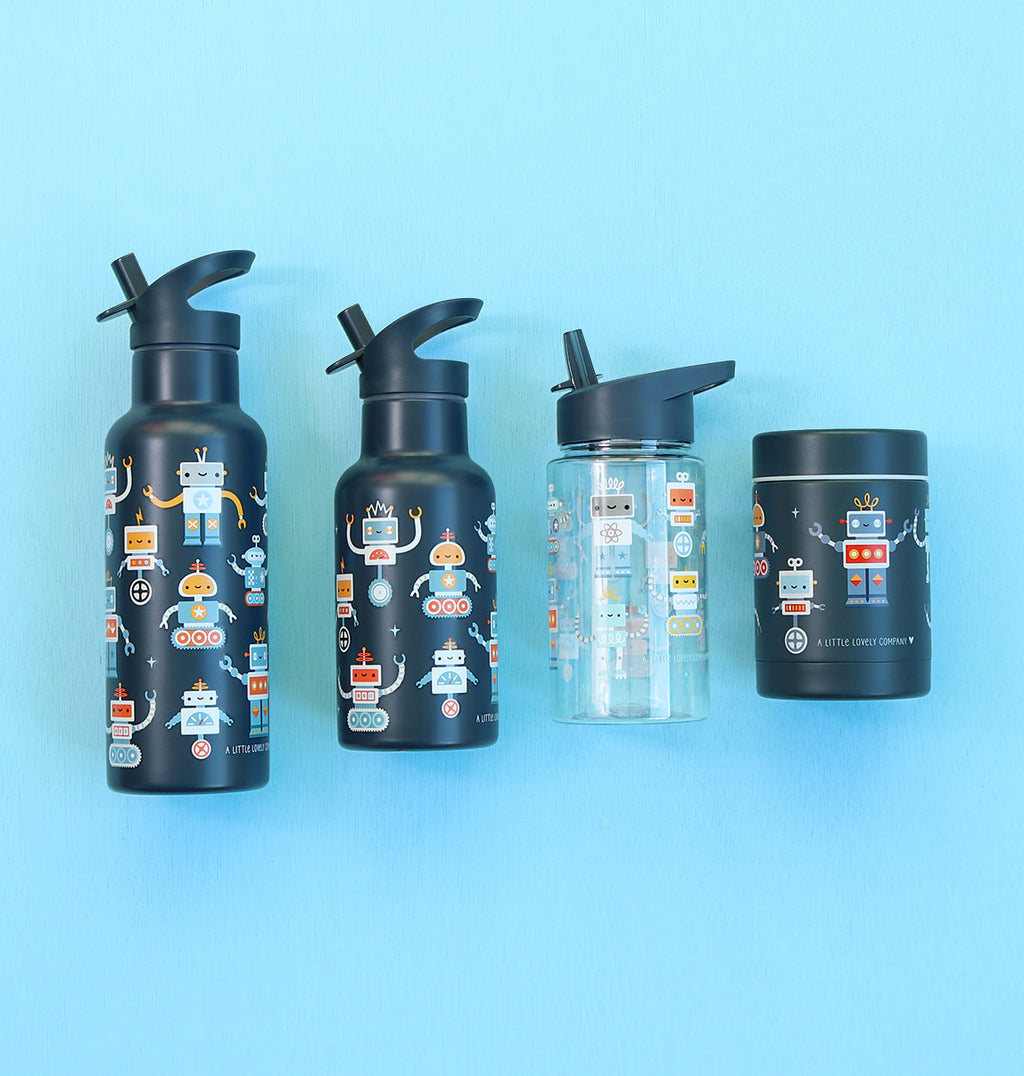 XL Stainless steel drink bottle: Robots