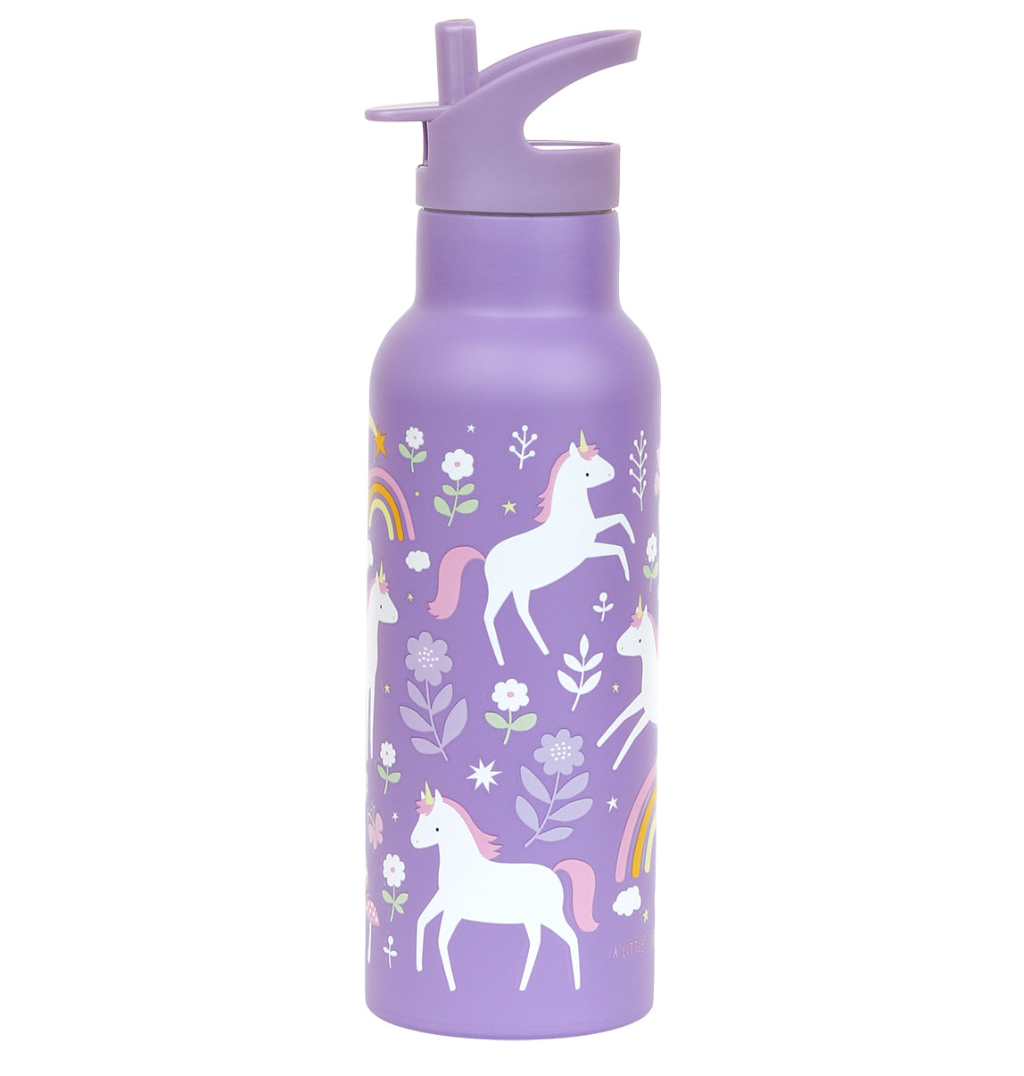 paarse drinkfles met een eenhoorn