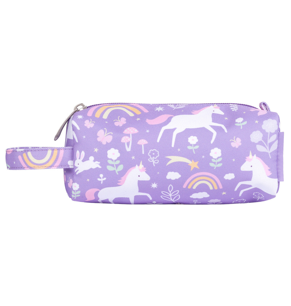 Paarse Unicorn Dreams etui met eenhoorns en regenbogen