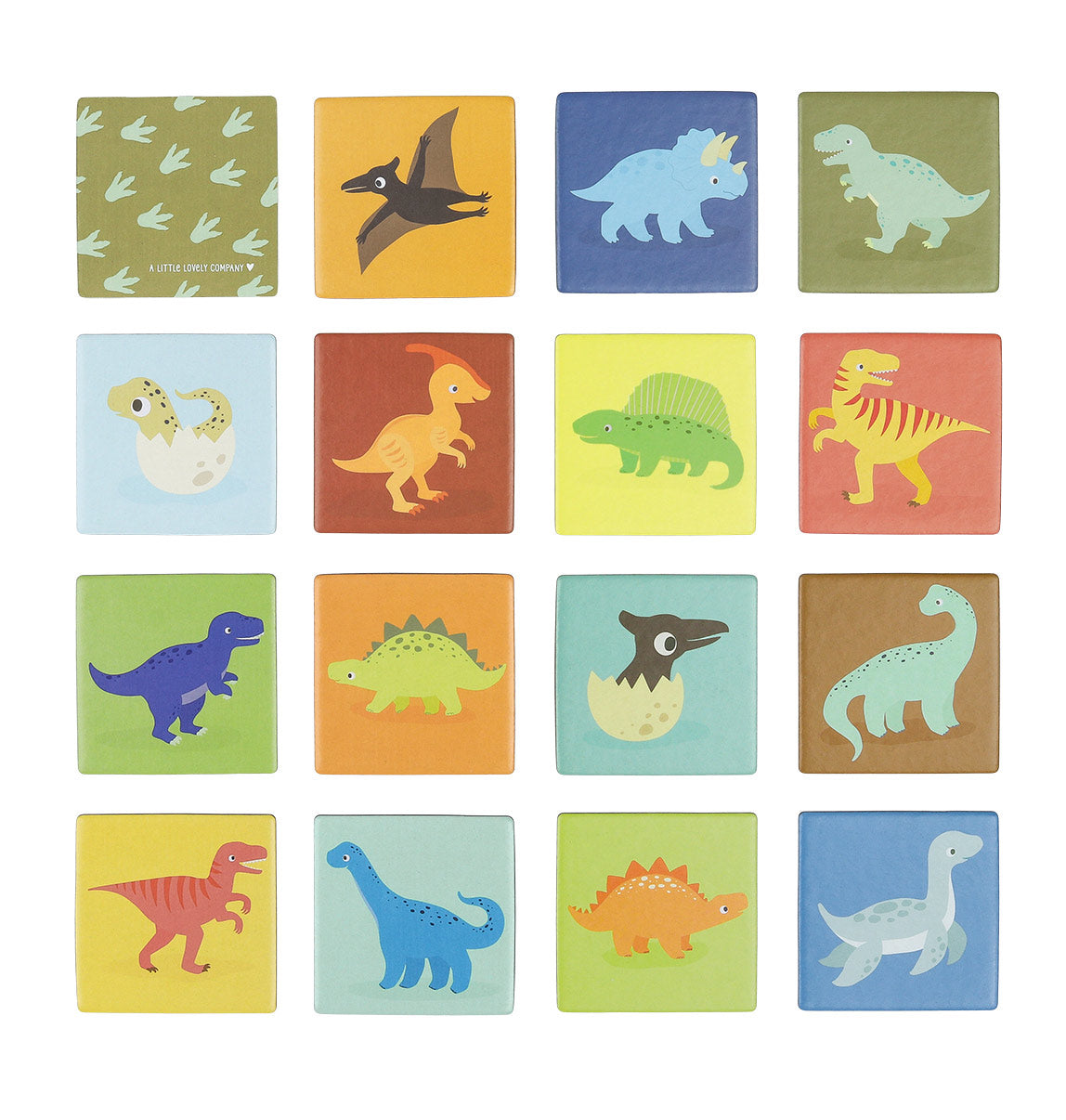 Overzicht van spelstukken memory match Little Dinosaurs