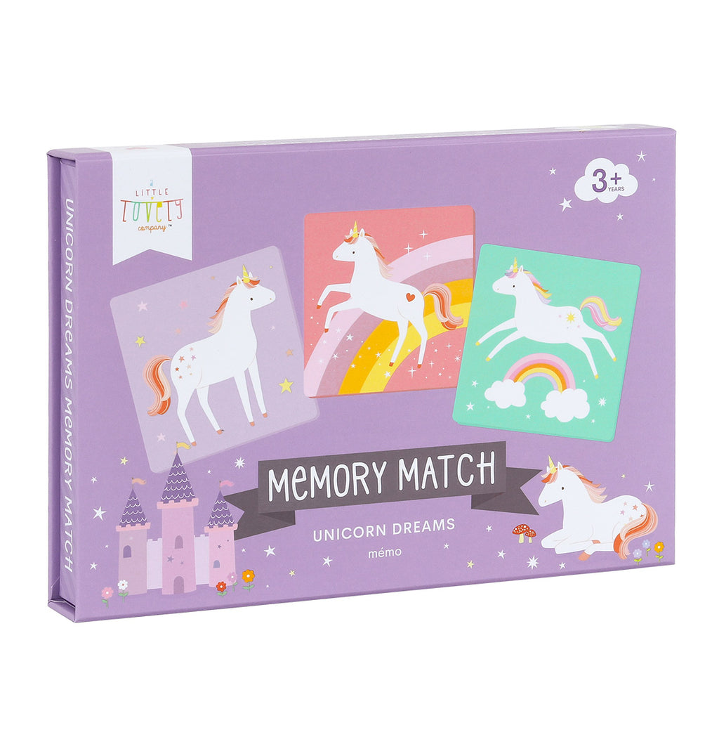 memory spel in Unicorn Dreams versie, in paarse doos met eenhoorns
