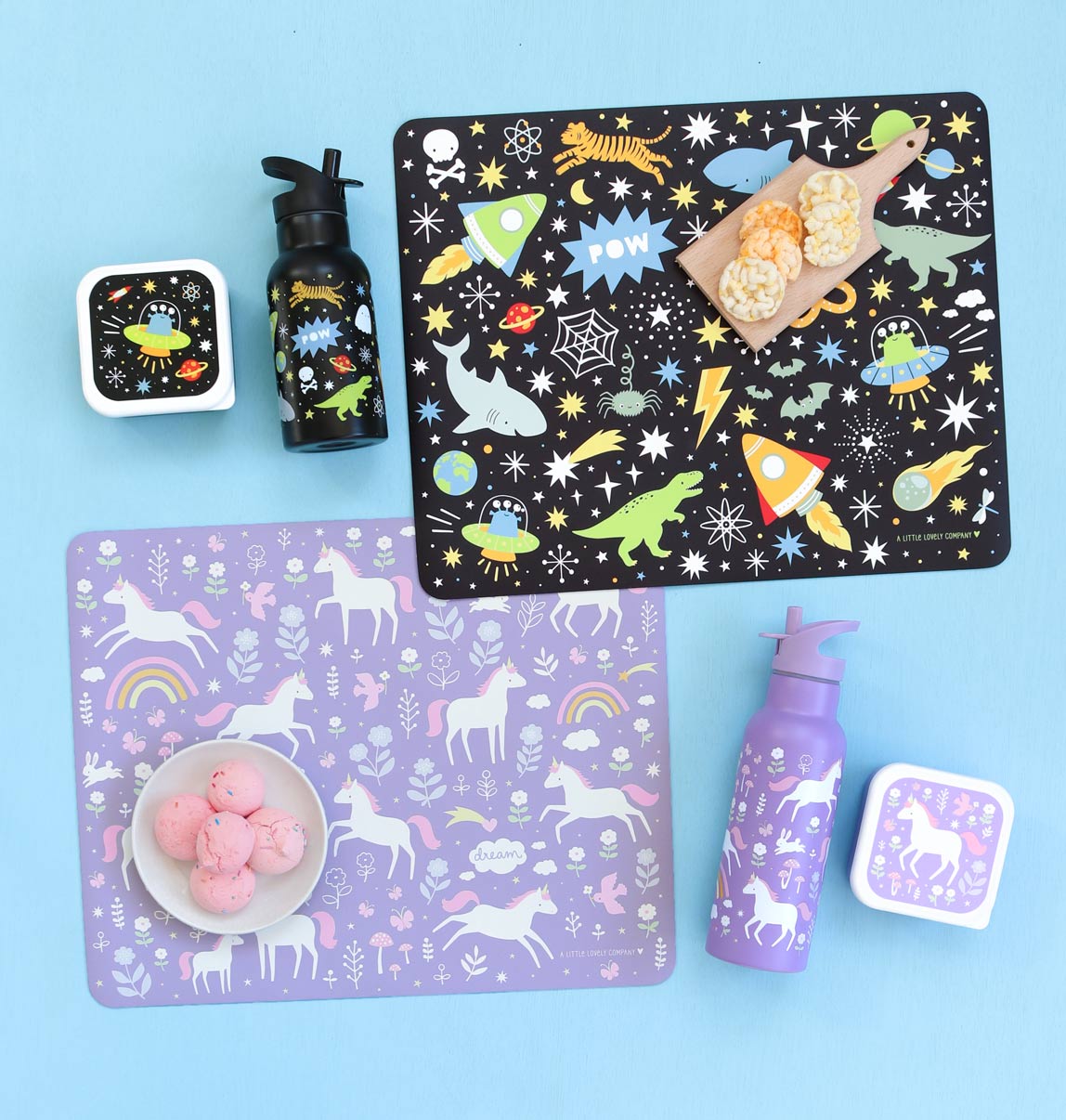 zwarte galaxy en paarse eenhoorn placemat