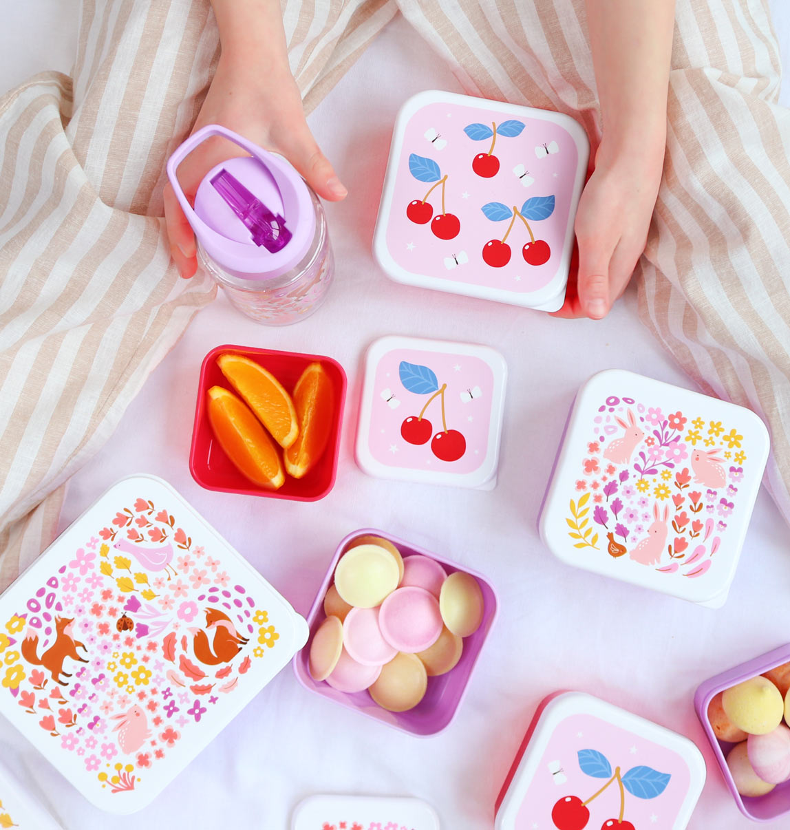 Lunch & snack box set: Flower garden 