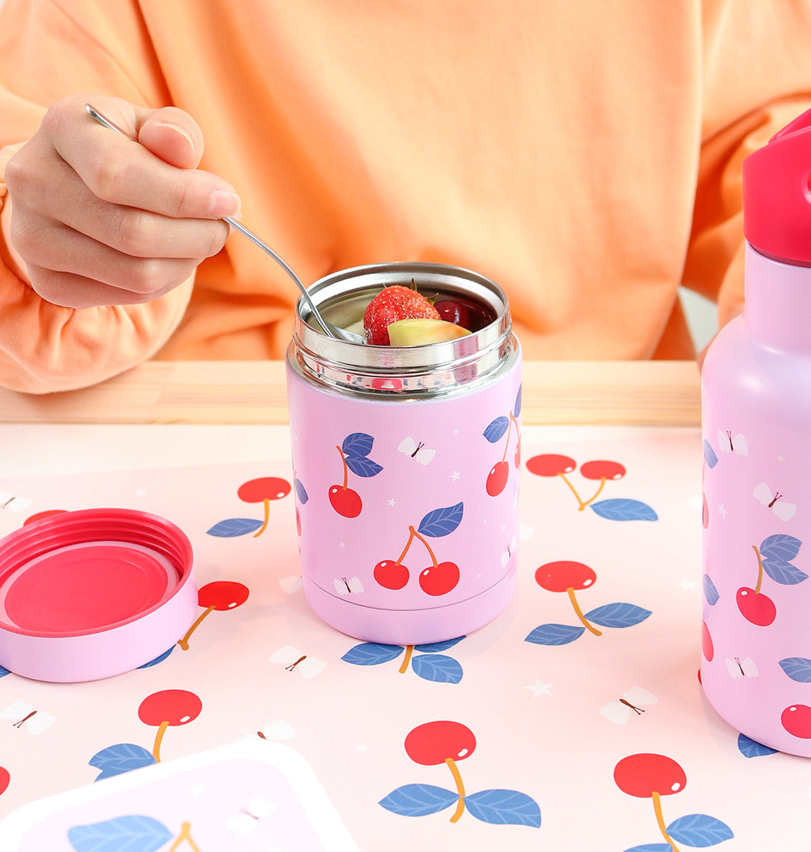 Insulated stainless steel food jar: Cherries
