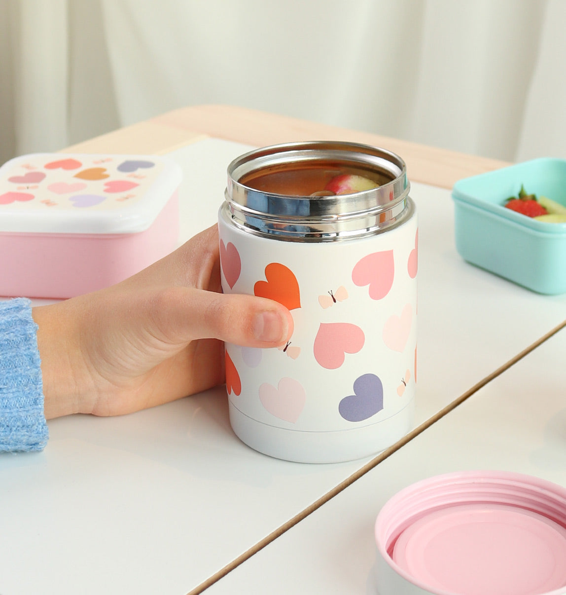 Insulated stainless steel food jar: Hearts