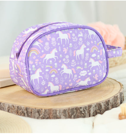 Toiletry bag for children with unicorn print A Little Lovely Company