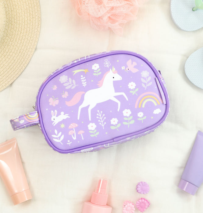 Toiletry bag for children with unicorn print A Little Lovely Company