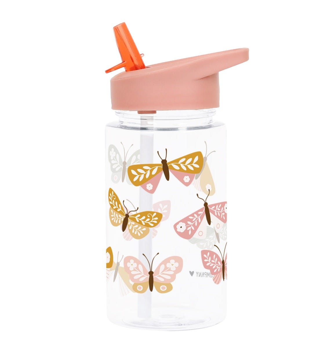 transparante drinkfles met roze vlinders van a little lovely company