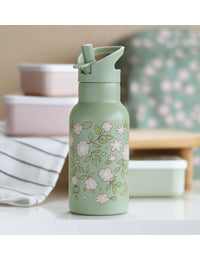 Stainless steel drink bottle: Blossoms - sage