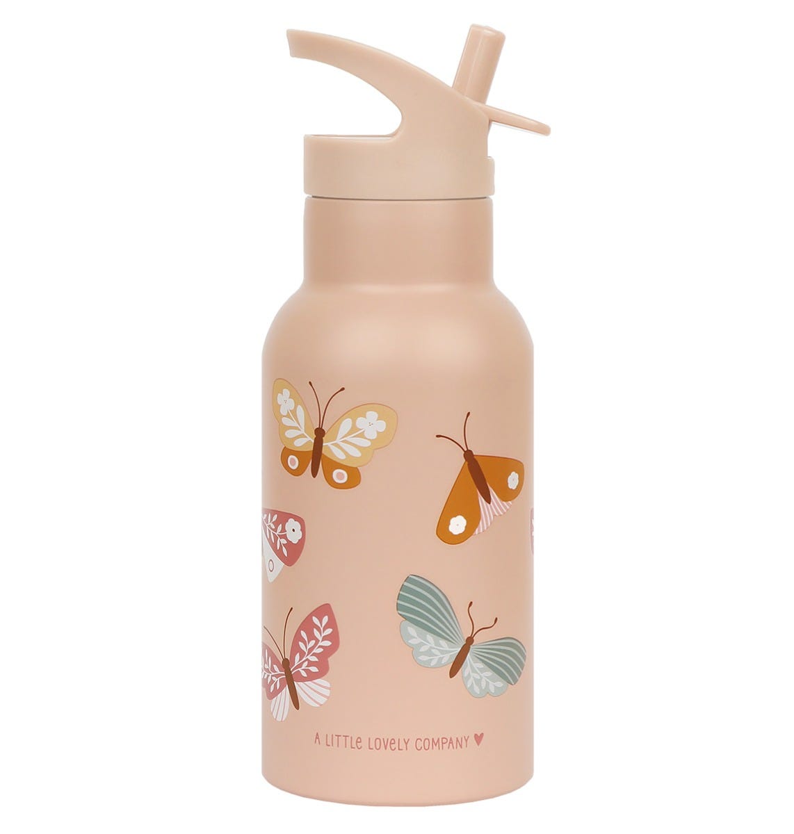 Pink Stainless Steel Drink Bottle with Butterflies | A Little