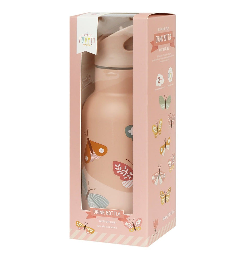 Stainless steel drink bottle: Butterflies 