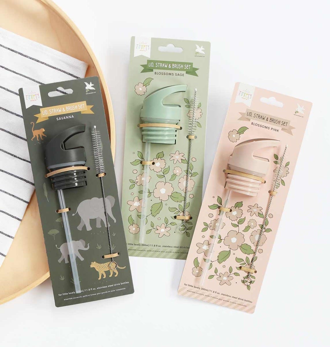 Lid, straw & brush set: Savanna