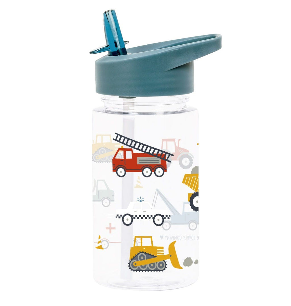 transparante drinkfles met voertuigen design van a little lovely company 