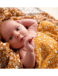 Muslin cloth set of 2: Blossom - ocher yellow