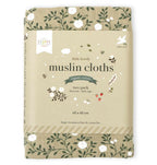 Muslin cloth set of 2: Blossom - dark sage