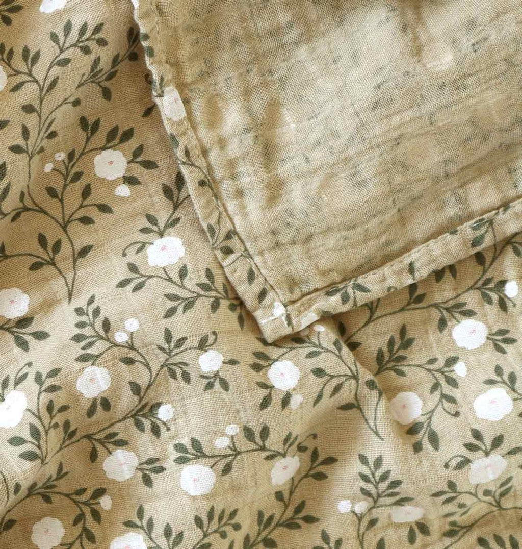 Muslin cloth set of 2: Blossom - dark sage