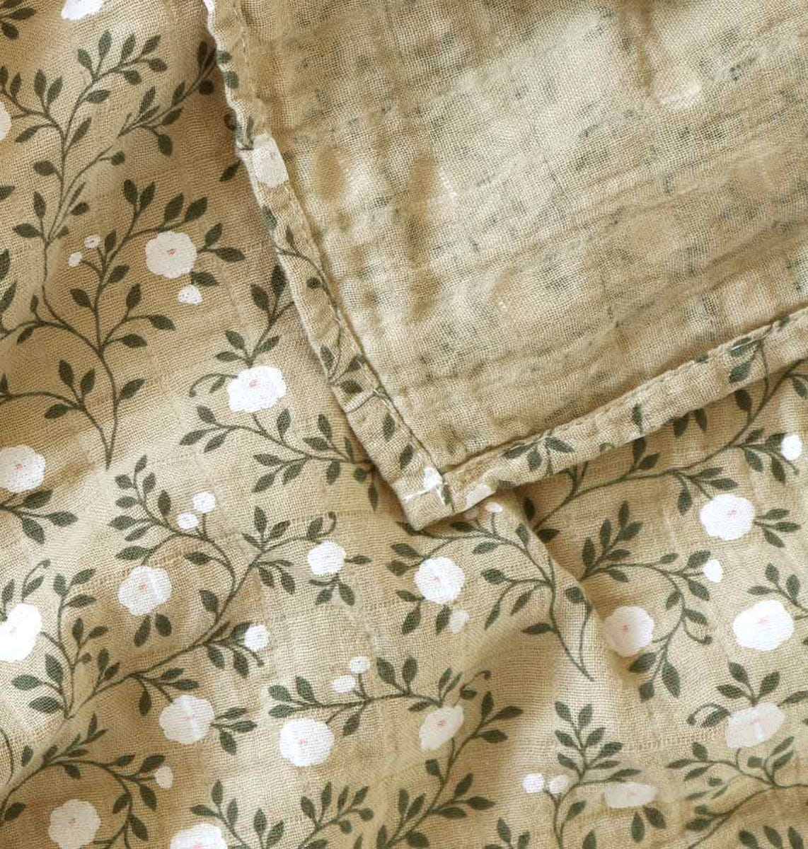 Muslin cloth set of 2: Blossom - dark sage