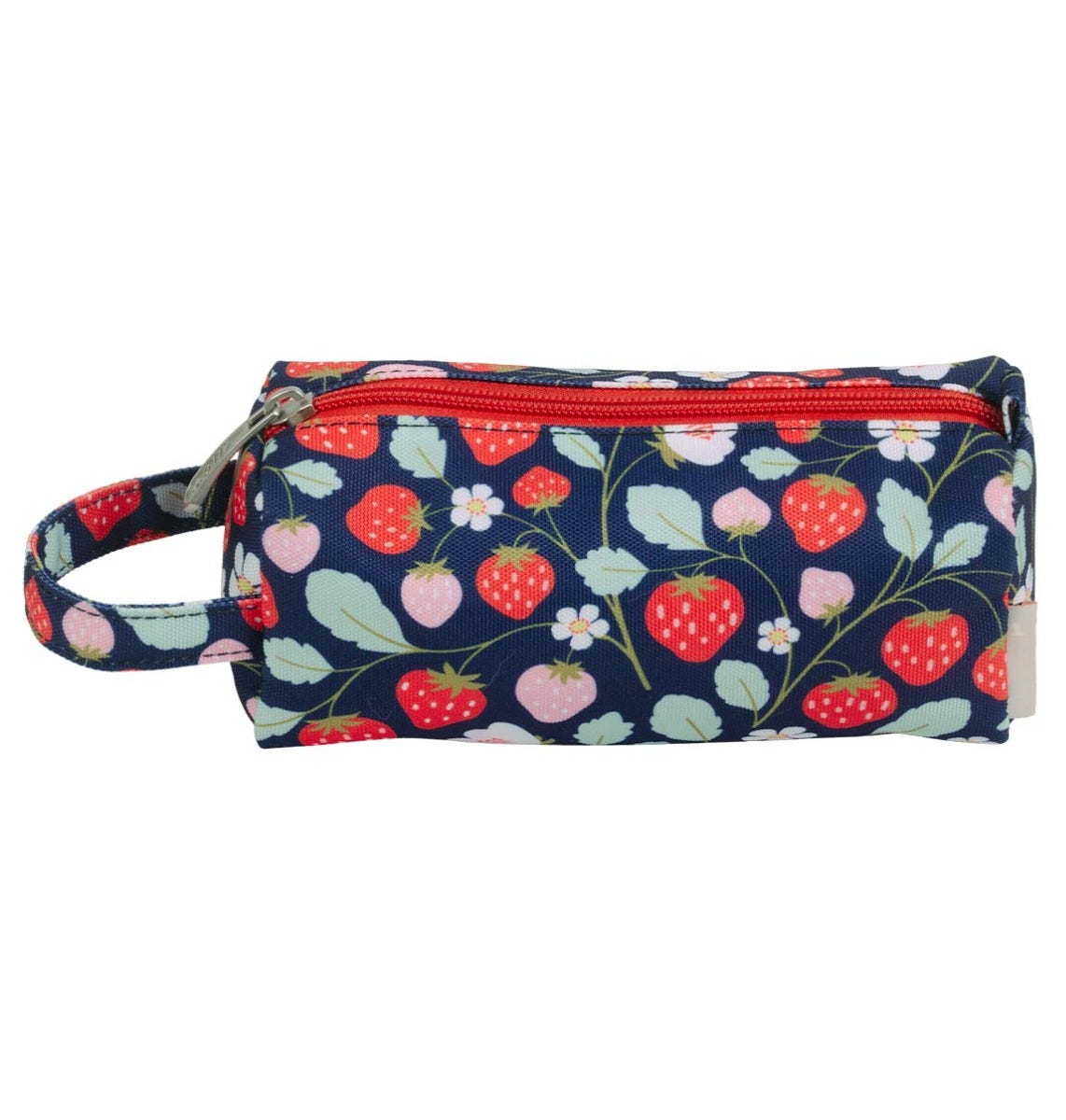 blauwe etui pennentasje met rode aardbeien van a little lovely company