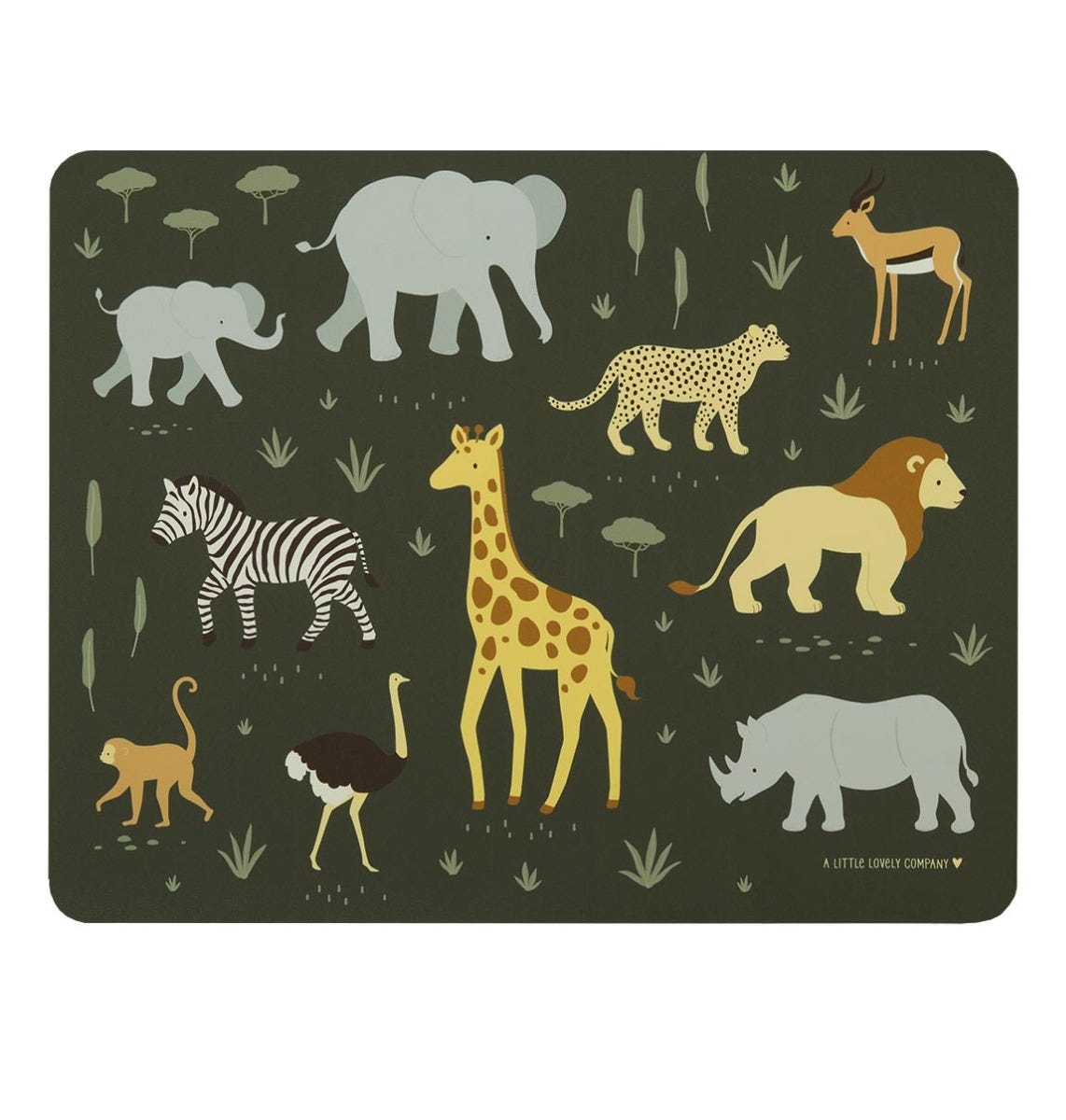 placemat met wilde savanna dieren van a little lovely company