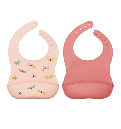 Silicone bibs set of 2: Butterflies