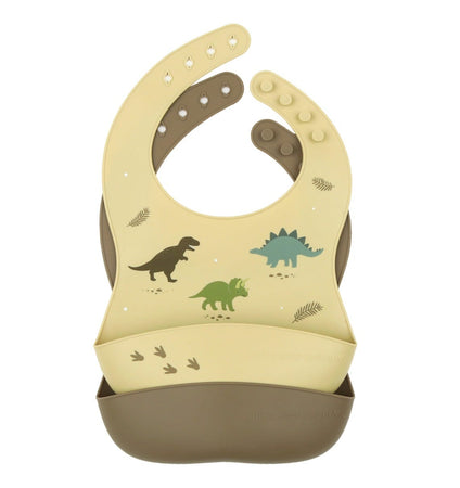 Silicone bibs set of 2: Dinosaurs