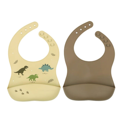 Silicone bibs set of 2: Dinosaurs