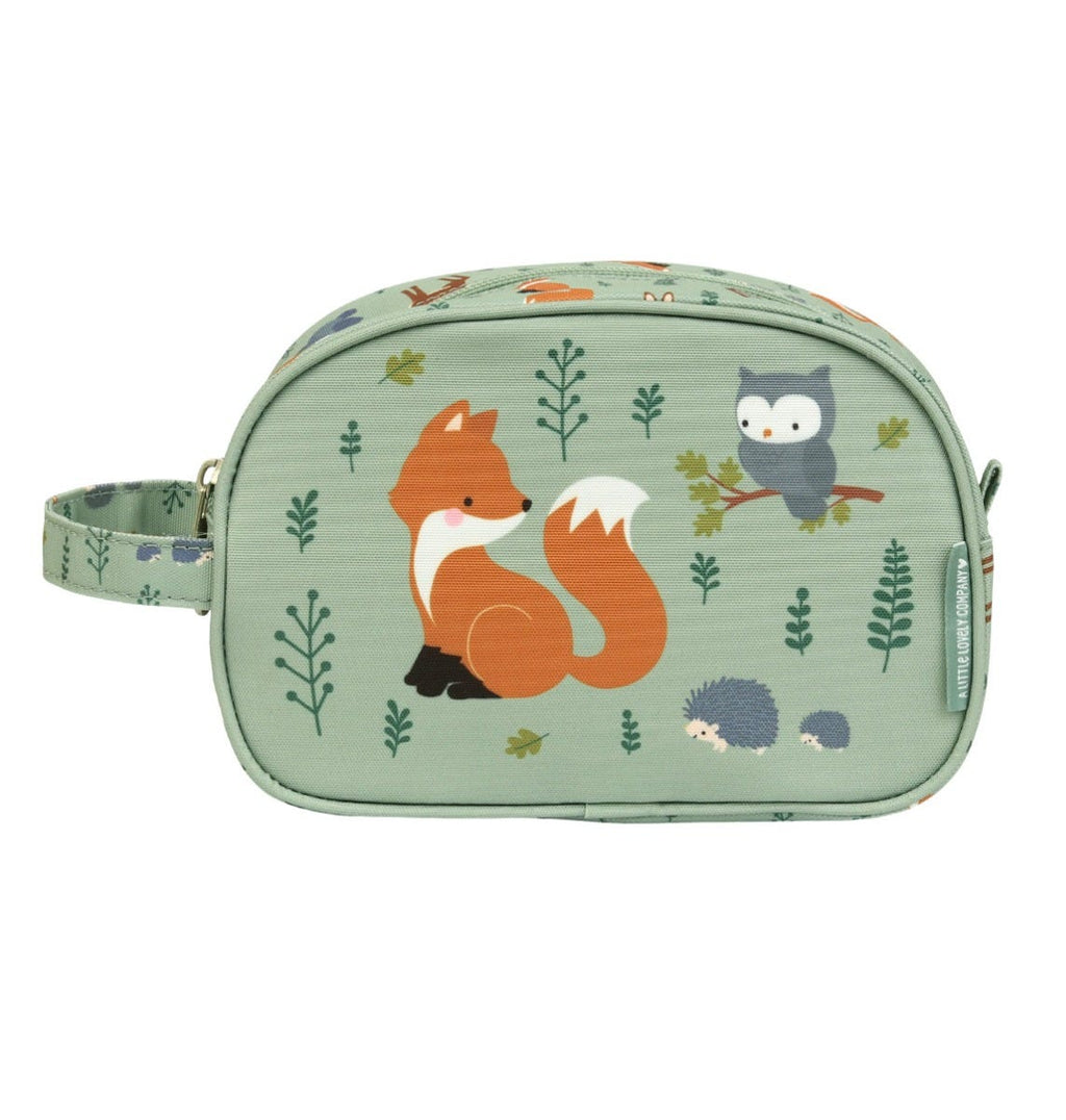 groen toilettasje voor kids met schattige dieren uit het bos van a little lovely company