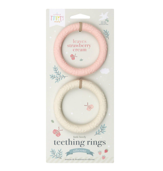 Silicone teether: Leaves - strawberry cream